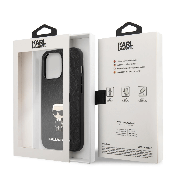 Karl Lagerfeld Saffiano Ikonik Leather Case - дизайнерски кожен кейс за iPhone 13 Pro Max (черен) 5