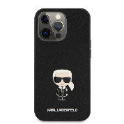 Karl Lagerfeld Saffiano Ikonik Leather Case - дизайнерски кожен кейс за iPhone 13 Pro Max (черен) 1