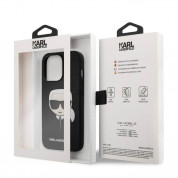 Karl Lagerfeld Saffiano Karl Head Leather Case - дизайнерски кожен кейс за iPhone 13 Pro (черен)  5