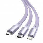 Baseus Bright Mirror 3-in-1 Retractable USB Cable 3.5A (CAMLT-MJ05) - универсален USB кабел с Lightning, microUSB и USB-C конектори (120 см) (лилав) 3