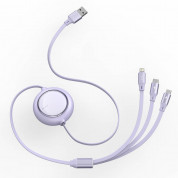 Baseus Bright Mirror 3-in-1 Retractable USB Cable 3.5A (CAMLT-MJ05) - универсален USB кабел с Lightning, microUSB и USB-C конектори (120 см) (лилав) 2
