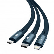 Baseus Bright Mirror 3-in-1 Retractable USB Cable 3.5A (CAMLT-MJ03) - универсален USB кабел с Lightning, microUSB и USB-C конектори (120 см) (син) 3