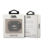 Karl Lagerfeld AirPods 3 Glitter Karl Head Silicone Case - силиконов калъф с карабинер за Apple Airpods 3 (черен) 2