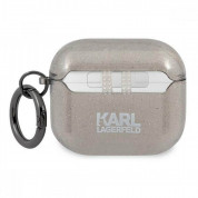Karl Lagerfeld AirPods 3 Glitter Karl Head Silicone Case - силиконов калъф с карабинер за Apple Airpods 3 (черен) 1