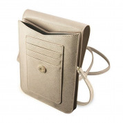 Guess Saffiano Wallet Universal Phone Bag - кожена чанта (портфейл) с презрамка (златист) 3