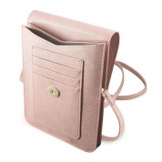 Guess Saffiano Wallet Universal Phone Bag - кожена чанта (портфейл) с презрамка (розов) 3