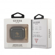 Guess AirPods 3 Silicone Transparent Glitter Case - силиконов калъф с карабинер за Apple Airpods 3 (черен) 2