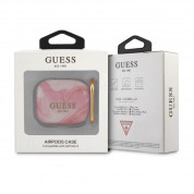Guess AirPods 3 Shiny Marble Silicone Case - силиконов калъф с карабинер за Apple Airpods 3 (розов) 2