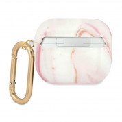Guess AirPods 3 Shiny Marble Silicone Case - силиконов калъф с карабинер за Apple Airpods 3 (розов) 1