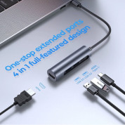 Joyroom USB-C 4-in-1 Multiport Hub 4K - хъб за свързване от USB-C към HDMI, 2 x USB 3.0 и 1 x USB-C (тъмносив) 5