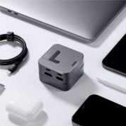 Joyroom J-Cube 8 in 1 USB-C MacBook Docking Station - мултифункционален хъб за свързване на допълнителна периферия за MacBook Pro (тъмносив) 1