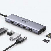 Ugreen 5-in-1 USB-C Hub 4K 60Hz - мултифункционален хъб за свързване на допълнителна периферия за устройства с USB-C (тъмносив) 2