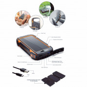 4smarts Solar Powerbank Rugged TitanPack Eco 20,000mAh - соларен панел и соларна удароустойчива външна батерия с безжично зареждане, няколко USB порта и фенер  1