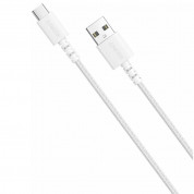 Anker PowerLine Select+ USB-A to USB-C 2.0 Cable - здрав кабел с въжена оплетка и бързо зареждане за устройства с USB-C (180 см) (бял)