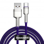 Baseus Cafule Metal Series USB-A to USB-C Cable 40W (CATJK-B05) - здрав кабел с въжена оплетка за устройства с USB-C порт (200 см) (лилав-златист) 