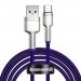 Baseus Cafule Metal Series USB-A to USB-C Cable 40W (CATJK-B05) - здрав кабел с въжена оплетка за устройства с USB-C порт (200 см) (лилав-златист)  1