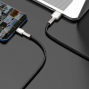 Baseus Cafule Metal Series USB-A to USB-C Cable 40W (CATJK-B05) - здрав кабел с въжена оплетка за устройства с USB-C порт (200 см) (лилав-златист)  5