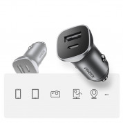 Ugreen USB-C & USB-A 24W Power Delivery Car Charger - зарядно за кола с USB-A и USB-C изходи с технология за бързо зареждане (сив) 4
