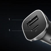 Ugreen USB-C & USB-A 24W Power Delivery Car Charger - зарядно за кола с USB-A и USB-C изходи с технология за бързо зареждане (сив) 7