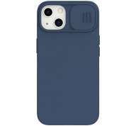 Nillkin CamShield Silky Silicone Case - силиконов (TPU) калъф за iPhone 13 (син)