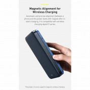 Baseus Magnetic Wireless Quick Charging Power Bank 10000 mAh (PPMT-03) - преносима външна батерия с USB-C порт, USB-A изход и безжично зареждане с MagSafe (син) 4