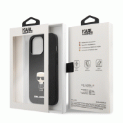 Karl Lagerfeld Saffiano Ikonik Leather Case - дизайнерски кожен кейс за iPhone 13 Pro (черен) 2