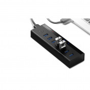 Ugreen USB 7 Port Hub with Power Adapter - 7-портов USB 3.0 хъб със захранване за компютри и лаптопи (черен) 3