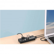 Ugreen USB 7 Port Hub with Power Adapter - 7-портов USB 3.0 хъб със захранване за компютри и лаптопи (черен) 5