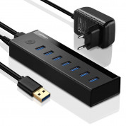 Ugreen USB 7 Port Hub with Power Adapter - 7-портов USB 3.0 хъб със захранване за компютри и лаптопи (черен)