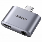 Ugreen Active USB-C to USB-C PD and 3.5mm AUX Audio Adapter - активен адаптер USB-C към 3.5 мм. и USB-C изход (сив)