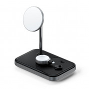 Satechi 3-in-1 Magnetic Wireless Charging Stand - тройна поставка (пад) за безжично зареждане за iPhone с Magsafe, Apple Watch и AirPods Pro (тъмносив) 3