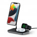 Satechi 3-in-1 Magnetic Wireless Charging Stand - тройна поставка (пад) за безжично зареждане за iPhone с Magsafe, Apple Watch и AirPods Pro (тъмносив) 1