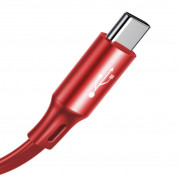 Baseus Fabric 3-in-1 Flexible Cable USB - универсален USB кабел с Lightning, microUSB и USB-C конектори (120 см) (червен) 2