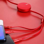 Baseus Fabric 3-in-1 Flexible Cable USB - универсален USB кабел с Lightning, microUSB и USB-C конектори (120 см) (червен) 7