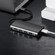Ugreen 8-in-1 USB-C Hub 4K 30Hz - мултифункционален хъб за свързване на допълнителна периферия за устройства с USB-C (тъмносив) 6