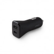 Uniq Votra Duo P30 USB & USB-C QC 3.0 Car Charger 30W - зарядно за кола с USB и USB-C изходи и технология за бързо зареждане (черен)