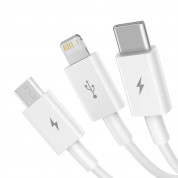 Baseus Superior 3-in-1 USB Cable (CAMLTYS-02) - универсален USB кабел с Lightning, microUSB и USB-C конектори (150 см) (бял) 1