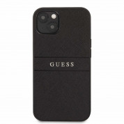 Guess Saffiano PU Leather Hard Case - дизайнерски кожен кейс за iPhone 13 (черен) 2