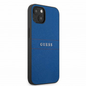 Guess Saffiano PU Leather Hard Case - дизайнерски кожен кейс за iPhone 13 (син) 2
