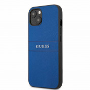 Guess Saffiano PU Leather Hard Case - дизайнерски кожен кейс за iPhone 13 (син)