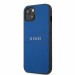 Guess Saffiano PU Leather Hard Case - дизайнерски кожен кейс за iPhone 13 (син) 1
