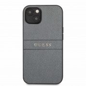 Guess Saffiano PU Leather Hard Case - дизайнерски кожен кейс за iPhone 13 (сив) 2