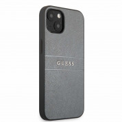 Guess Saffiano PU Leather Hard Case - дизайнерски кожен кейс за iPhone 13 (сив) 1