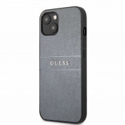 Guess Saffiano PU Leather Hard Case - дизайнерски кожен кейс за iPhone 13 (сив)