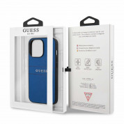 Guess Saffiano PU Leather Hard Case - дизайнерски кожен кейс за iPhone 13 Pro (син) 5