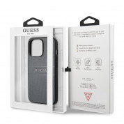Guess Saffiano PU Leather Hard Case - дизайнерски кожен кейс за iPhone 13 Pro (сив) 5