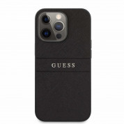 Guess Saffiano PU Leather Hard Case - дизайнерски кожен кейс за iPhone 13 Pro Max (черен) 1