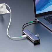 Ugreen 6-in-1 USB-C Hub 4K 60Hz - мултифункционален хъб за свързване на допълнителна периферия за устройства с USB-C (тъмносив) 4
