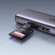 Ugreen 6-in-1 USB-C Hub 4K 60Hz - мултифункционален хъб за свързване на допълнителна периферия за устройства с USB-C (тъмносив) 6