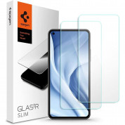 Spigen Tempered Glass GLAS.tR Slim - най-висок клас стъклено защитно покритие за дисплея на Xiaomi Mi 11 Lite, Mi 11 Lite 5G (прозрачен) (2 броя)